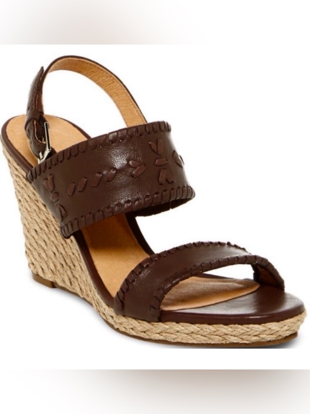 Jack Rogers Vanessa Jute Wedges Espadrilles Dark Brown 8.5